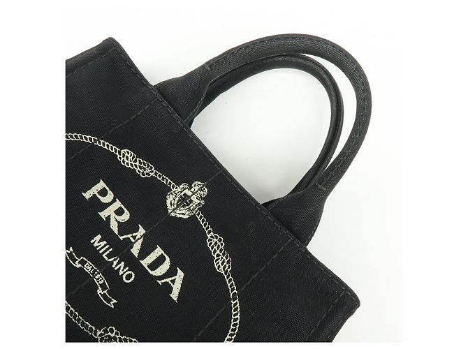 PRADA Borsa a mano 2Way Mini Canvas Canapa con logo Triangle Nera 1BG439 - vista 6