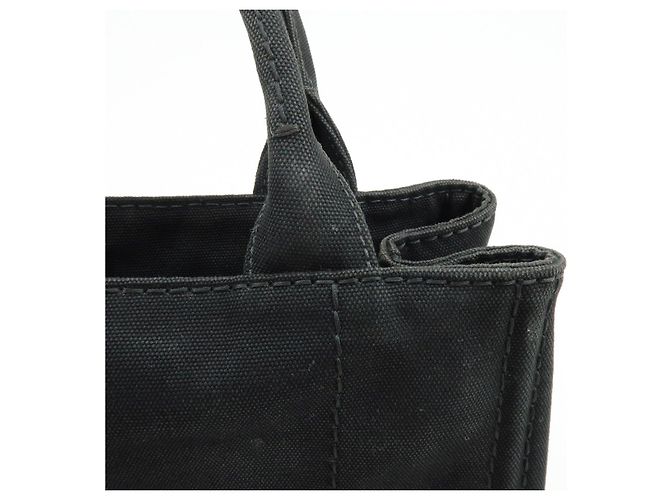 PRADA Borsa a mano 2Way Mini Canvas Canapa con logo Triangle Nera 1BG439 - vista 9