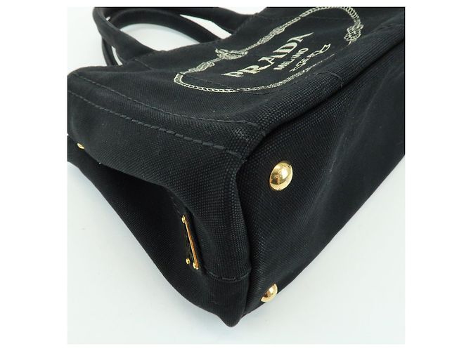 PRADA Borsa a mano 2Way Mini Canvas in Canapa con logo Triangle Nera 1BG439 - vista 11