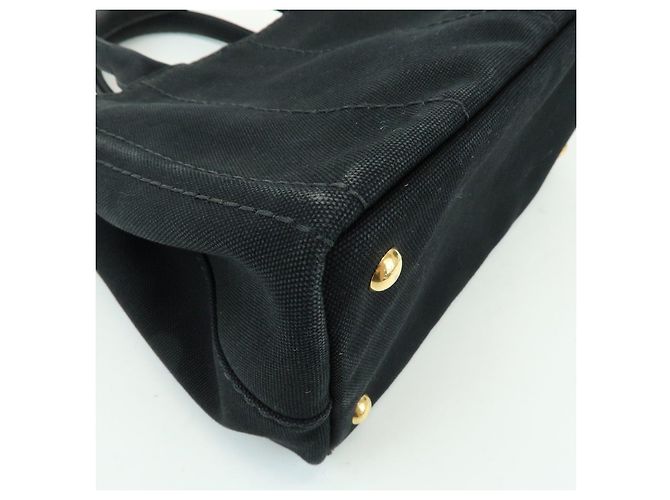 PRADA Borsa a mano 2Way Mini Canvas in Canapa con logo Triangle Nera 1BG439 - vista 13
