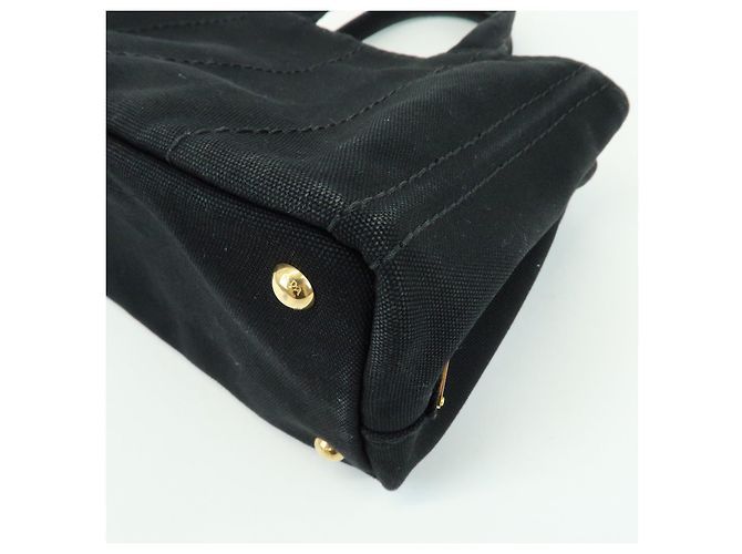 PRADA Borsa a mano 2Way Mini Canvas in Canapa con logo Triangle Nera 1BG439 - vista 14