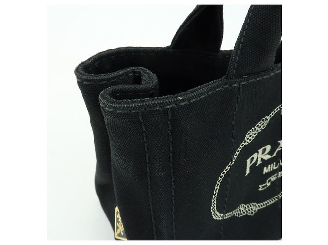 PRADA Borsa a mano 2Way Mini Canvas in Canapa con logo Triangle Nera 1BG439 - vista 15