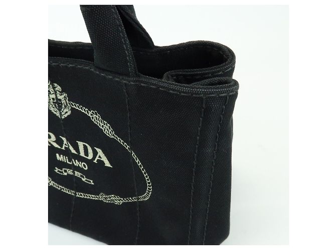 PRADA Borsa a mano 2Way Mini Canvas in Canapa con logo Triangle Nera 1BG439 - vista 16