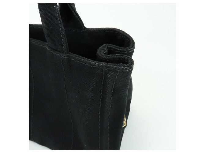 PRADA Borsa a mano 2Way Mini Canvas in Canapa con logo Triangle Nera 1BG439 - vista 18
