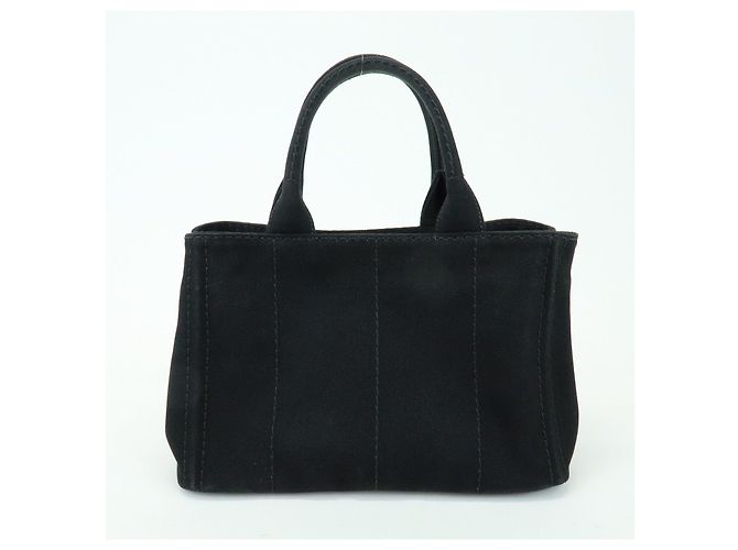 PRADA Borsa a mano 2Way Mini Canvas in Canapa con logo Triangle Nera 1BG439 - vista 2