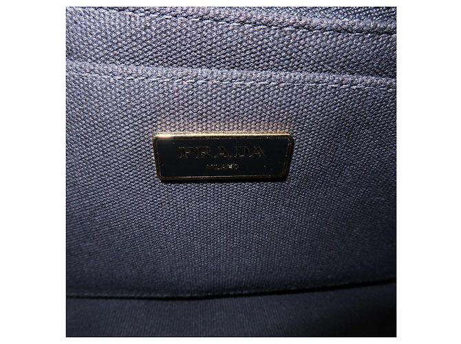 PRADA Borsa a mano 2Way Mini Canvas in Canapa con logo Triangle Nera 1BG439 - vista 24