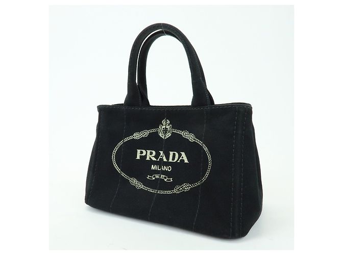 PRADA Borsa a mano 2Way Mini Canvas in Canapa con logo Triangle Nera 1BG439 - vista 3