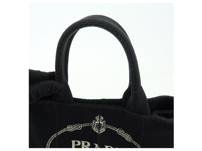 PRADA Borsa a mano 2Way Mini Canvas in Canapa con logo Triangle Nera 1BG439 - vista 6
