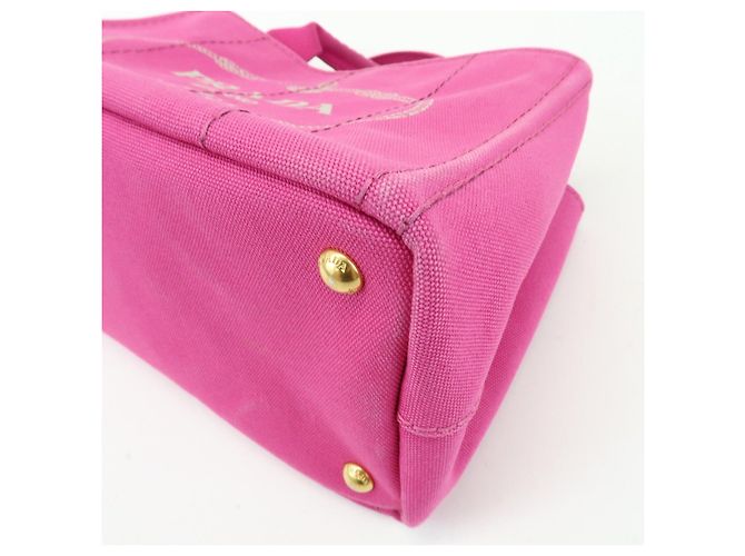 PRADA Mini borsa tote in canapa con logo triangolare Rosa BN2439 - vista 13