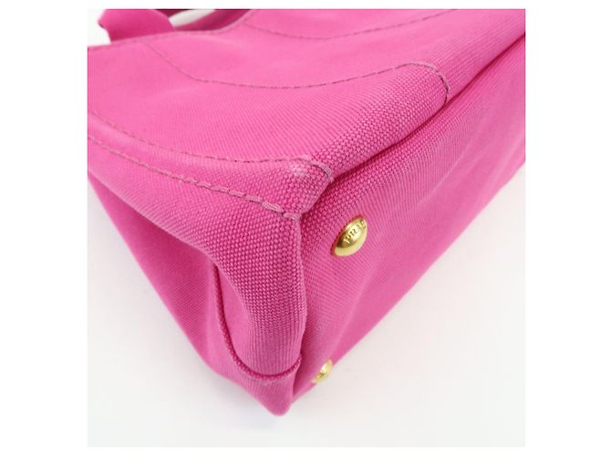 PRADA Mini borsa tote in canapa con logo triangolare Rosa BN2439 - vista 14