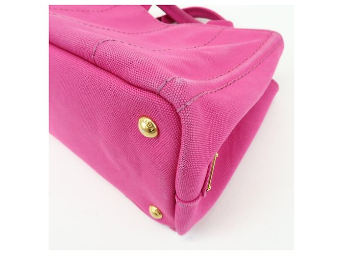 PRADA Mini borsa tote in canapa con logo triangolare Rosa BN2439 - vista 15