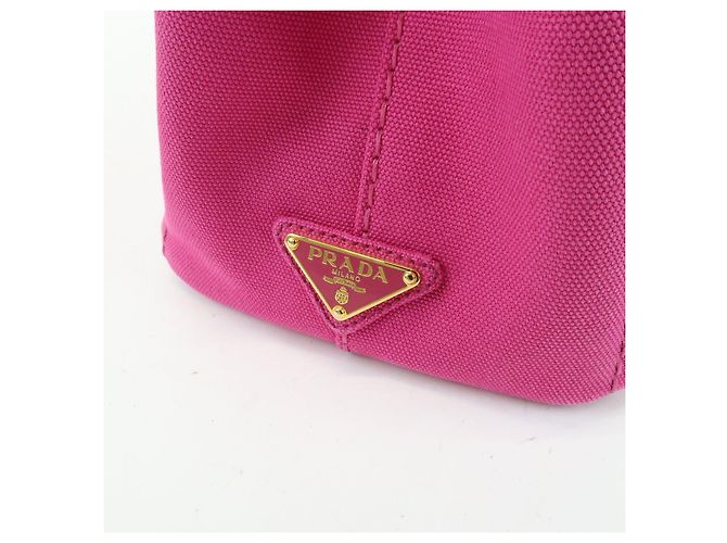 PRADA Mini borsa tote in canapa con logo triangolare Rosa BN2439 - vista 16