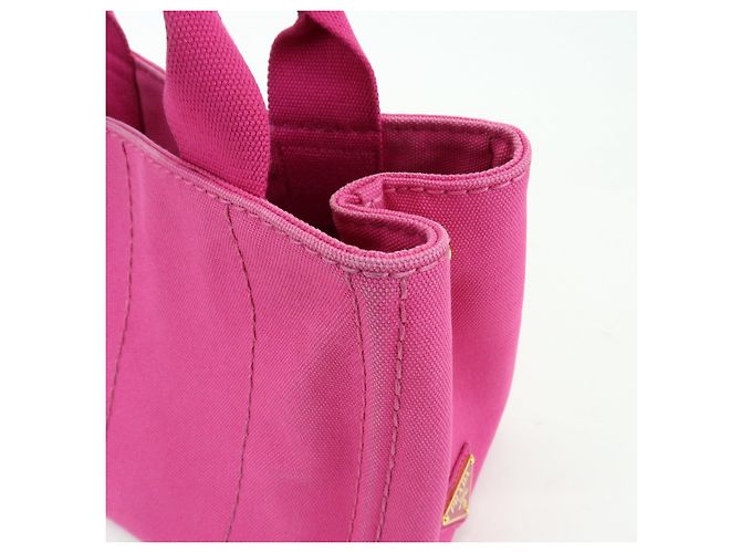 PRADA Mini borsa tote in canapa con logo triangolare Rosa BN2439 - vista 18