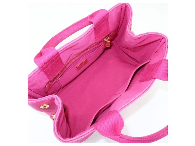 PRADA Mini borsa tote in canapa con logo triangolare Rosa BN2439 - vista 20