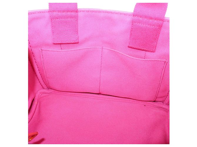 PRADA Mini borsa tote in canapa con logo triangolare Rosa BN2439 - vista 21