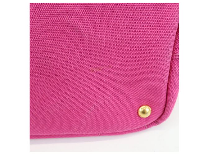 PRADA Mini borsa tote in canapa con logo triangolare Rosa BN2439 - vista 6