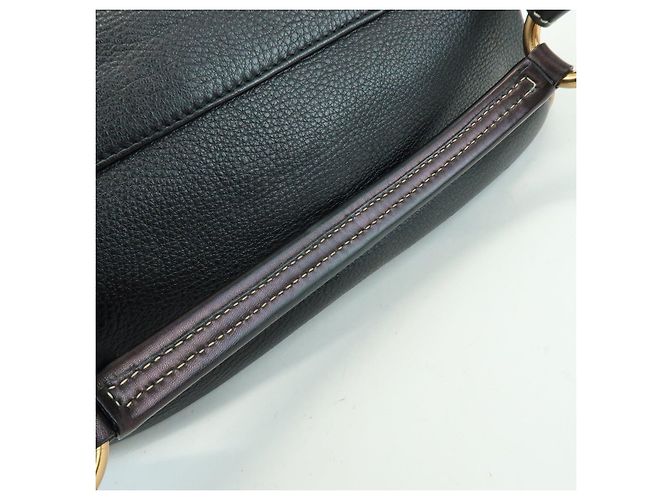 Borsa a spalla e borsa a mano in pelle con logo e cuciture PRADA Nero - vista 10