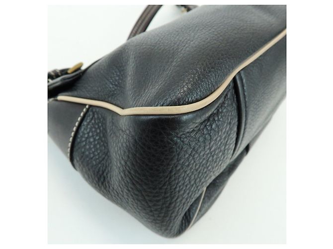 Borsa a spalla e borsa a mano in pelle con logo e cuciture PRADA Nero - vista 13