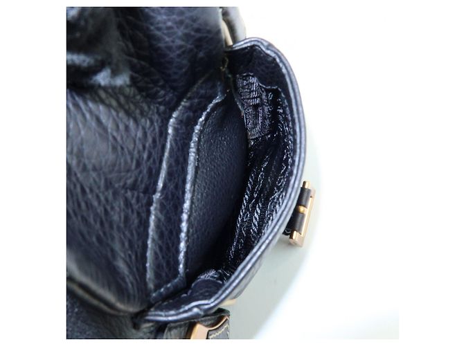 Borsa a spalla e borsa a mano in pelle con logo e cuciture PRADA Nero - vista 18