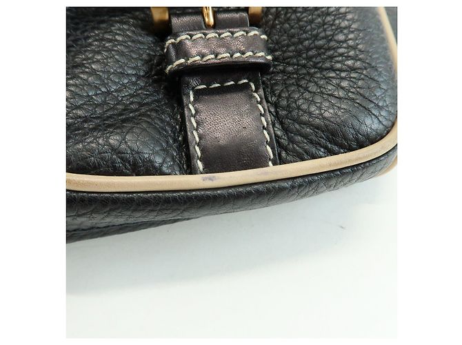 Borsa a spalla e borsa a mano in pelle con logo e cuciture PRADA Nero - vista 20