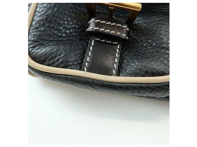 Borsa a spalla e borsa a mano in pelle con logo e cuciture PRADA Nero - vista 21
