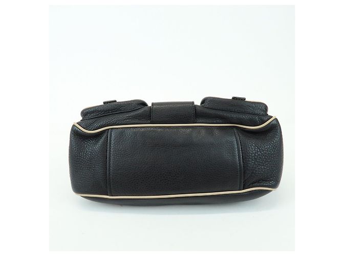 Borsa a spalla e borsa a mano in pelle con logo e cuciture PRADA Nero - vista 5