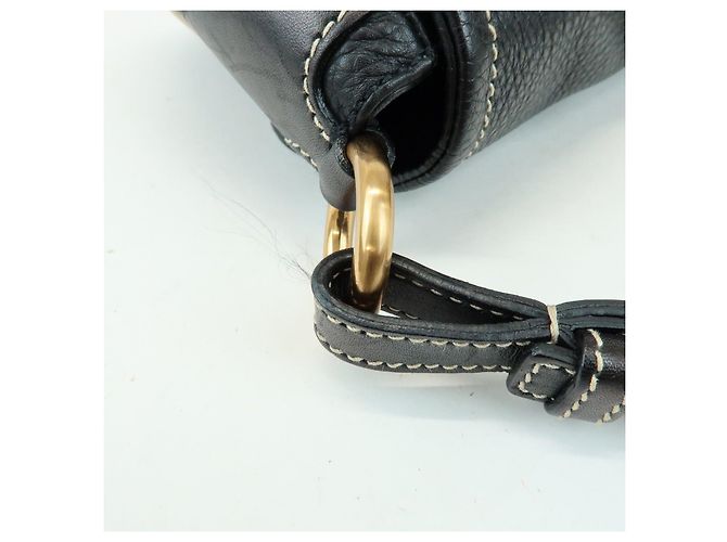 Borsa a spalla e borsa a mano in pelle con logo e cuciture PRADA Nero - vista 8