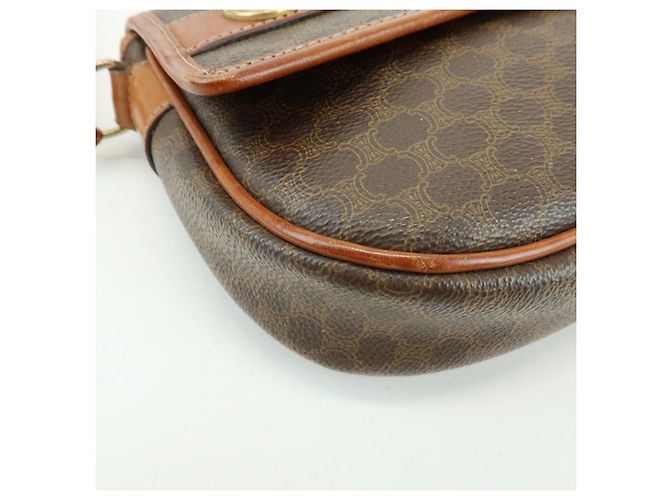 Céline CELINE Borsa a tracolla e a spalla in pelle e PVC Macadam Marrone - vista 10