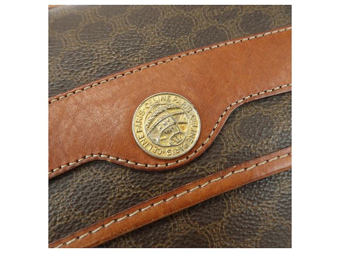 Céline CELINE Borsa a tracolla e a spalla in pelle e PVC Macadam Marrone - vista 16