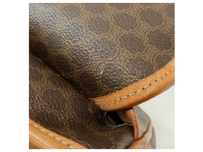 Céline CELINE Borsa a tracolla e a spalla in pelle e PVC Macadam Marrone - vista 18