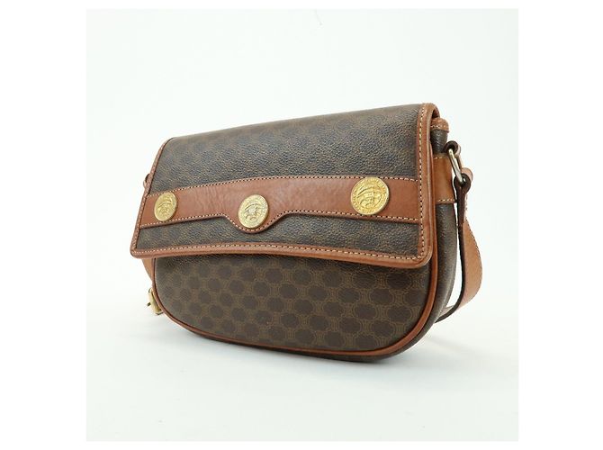 Céline CELINE Borsa a tracolla e a spalla in pelle e PVC Macadam Marrone - vista 3