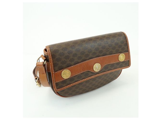 Céline CELINE Borsa a tracolla e a spalla in pelle e PVC Macadam Marrone - vista 4