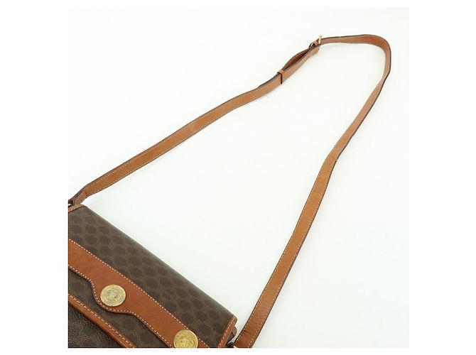 Céline CELINE Borsa a tracolla e a spalla in pelle e PVC Macadam Marrone - vista 6