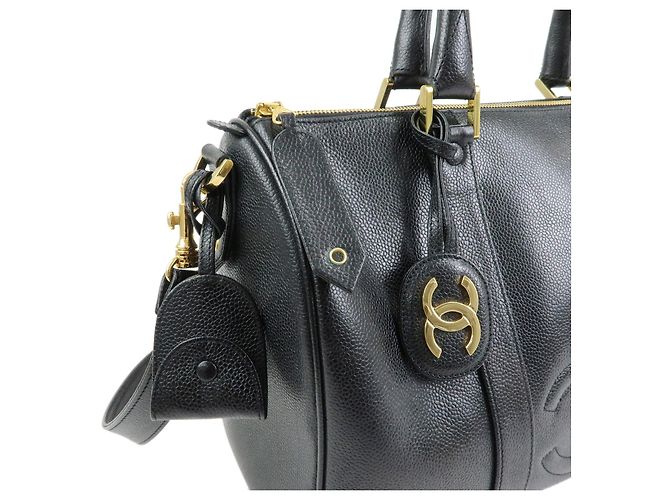 CHANEL COCO Mark Borsa 2Way in pelle caviale Borsa a mano Borsa Boston Nera - vista 8