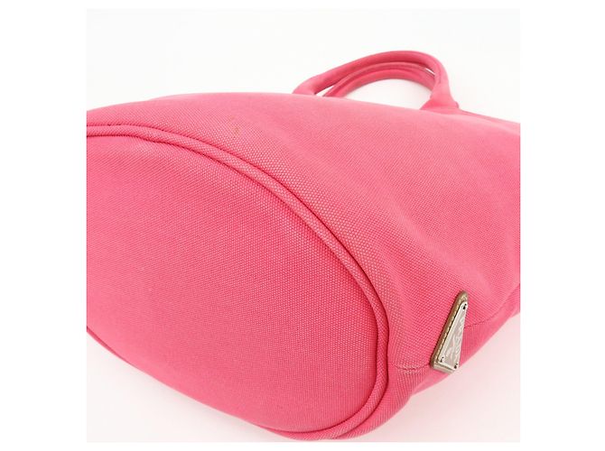 PRADA Canapa Triangle Logo Canvas 2Way Bag Hand Bag Pink 1BG163 - vista 11