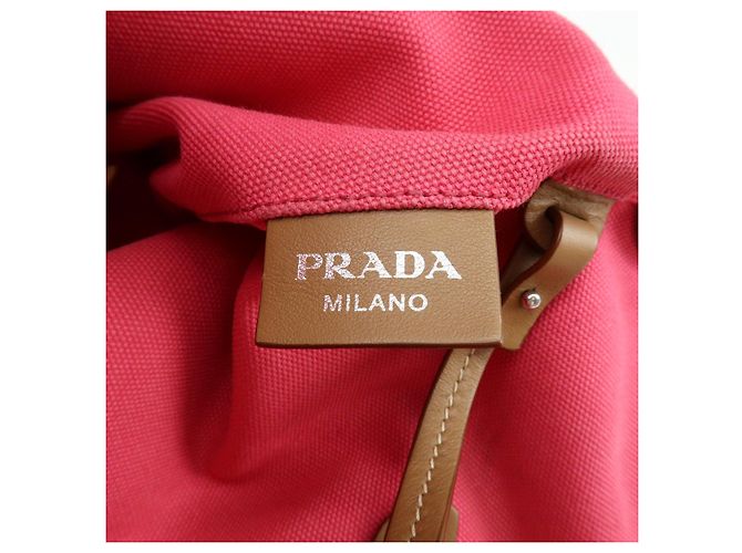 PRADA Canapa Triangle Logo Canvas 2Way Bag Hand Bag Pink 1BG163 - vista 22