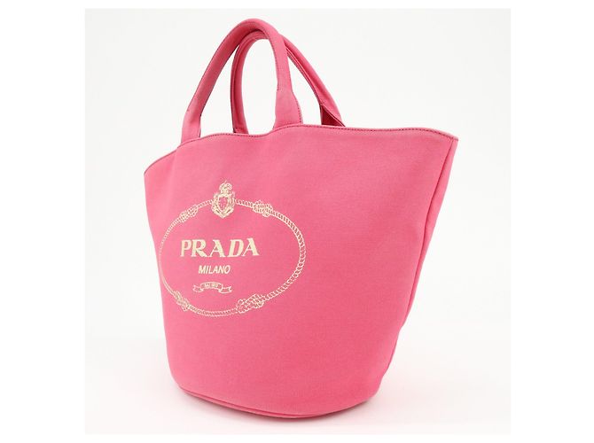 PRADA Canapa Triangle Logo Canvas 2Way Bag Hand Bag Pink 1BG163 - vista 3