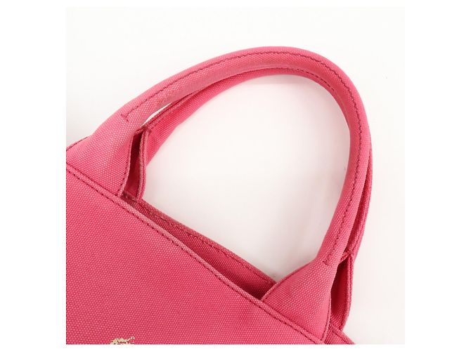 PRADA Canapa Triangle Logo Canvas 2Way Bag Hand Bag Pink 1BG163 - vista 6