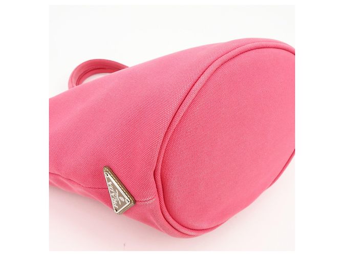 PRADA Canapa Triangle Logo Canvas 2Way Bag Hand Bag Pink 1BG163 - vista 8