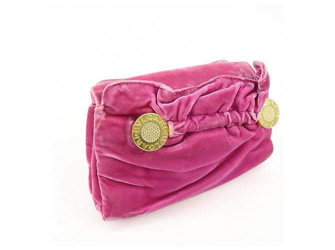 Bulgari BVLGARI BVLGARI Mini Clutch in Velluto Rosa - vista 4