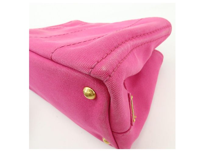 Borsa tote mini PRADA Triangle Logo Canapa Canvas Rosa BN2439 - vista 12