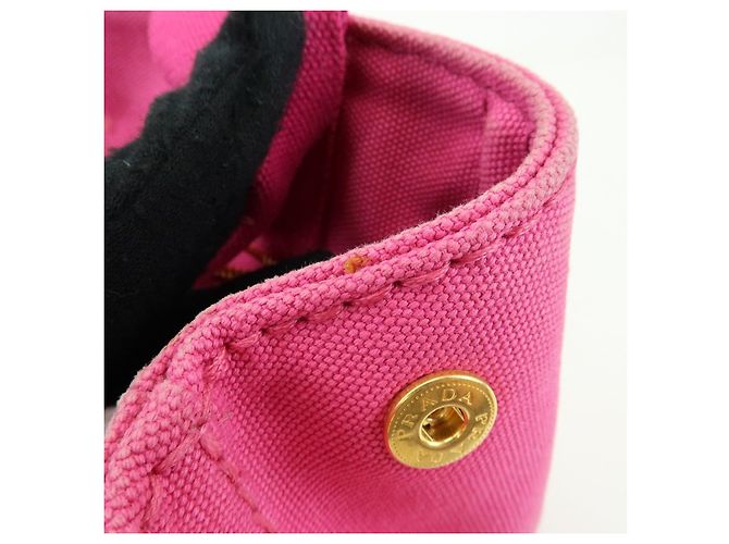 Borsa tote mini PRADA Triangle Logo Canapa Canvas Rosa BN2439 - vista 15