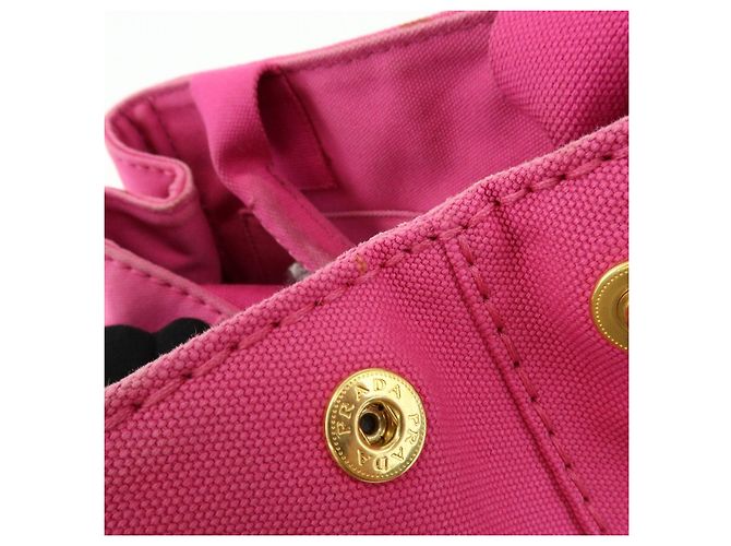 Borsa tote mini PRADA Triangle Logo Canapa Canvas Rosa BN2439 - vista 16
