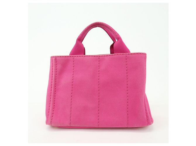 Borsa tote mini PRADA Triangle Logo Canapa Canvas Rosa BN2439 - vista 2