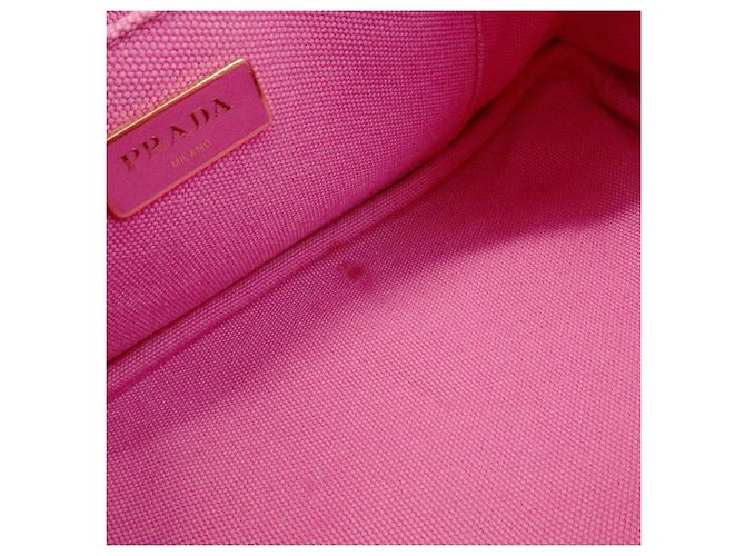 Borsa tote mini PRADA Triangle Logo Canapa Canvas Rosa BN2439 - vista 22