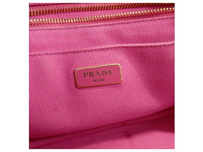 Borsa tote mini PRADA Triangle Logo Canapa Canvas Rosa BN2439 - vista 23