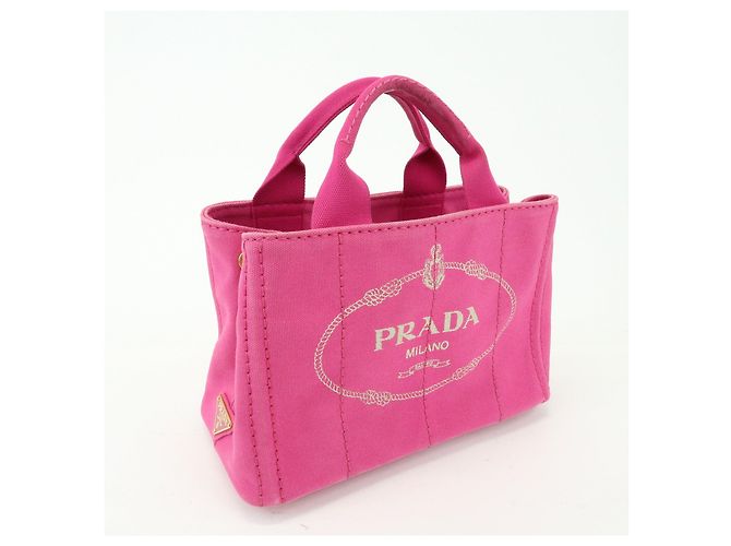 Borsa tote mini PRADA Triangle Logo Canapa Canvas Rosa BN2439 - vista 4