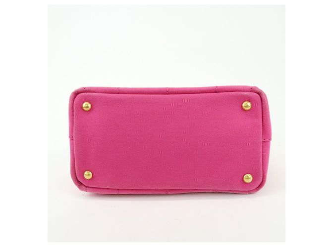 Borsa tote mini PRADA Triangle Logo Canapa Canvas Rosa BN2439 - vista 5