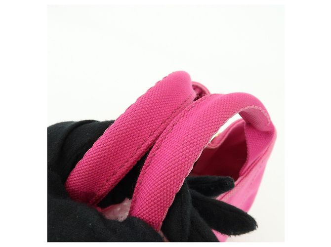 Borsa tote mini PRADA Triangle Logo Canapa Canvas Rosa BN2439 - vista 7