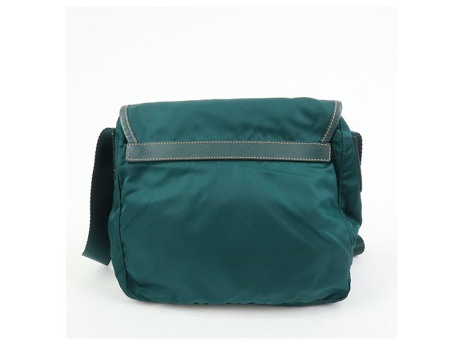 Borsa a tracolla PRADA in nylon e pelle Saffiano con logo triangolare Verde - vista 2